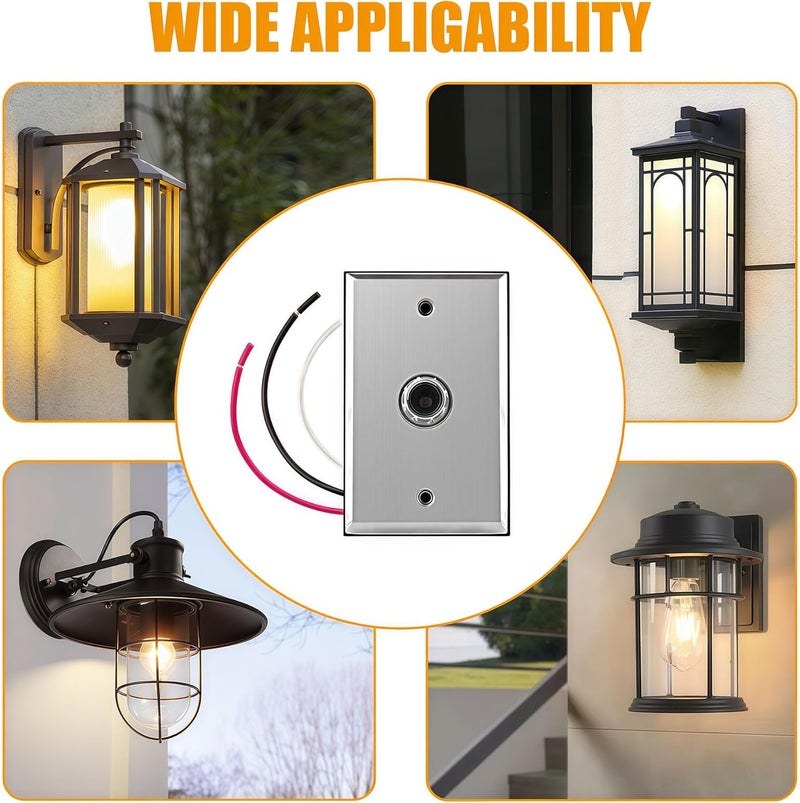 PPZ Photocell Sensor for Outdoor Lights w/Wall Plate 2-Pack,Dusk to Dawn Wire-in Switch Photoelectric Control for Outdoor Lighting - Image 5